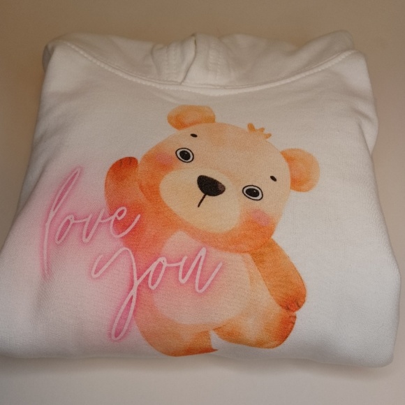 Children Hoodie. "Love You" Teddie Bear Design. Size 7 - 8 - Picture 13 of 13